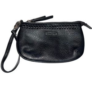 4/$24 Bebe‎ Genuine Leather Black Wristlet Wallet Mini Bag